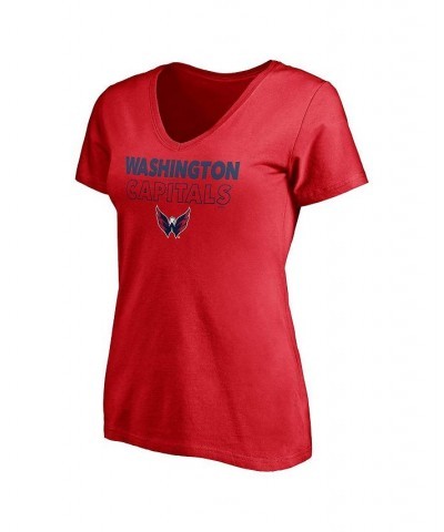 Women's Washington Capitals Short Sleeve and Long Sleeve V-Neck T-shirt Combo Pack Red, Heathered Gray $27.03 Tops