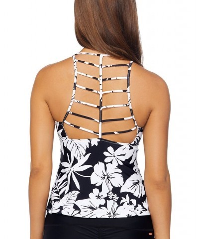 Juniors' St. Croix Printed High-Neck Tankini Top Black/White $25.52 Swimsuits