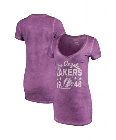Women's Threads Purple Los Angeles Lakers City Over Pop Premium V-Neck T-shirt Purple $30.79 Tops