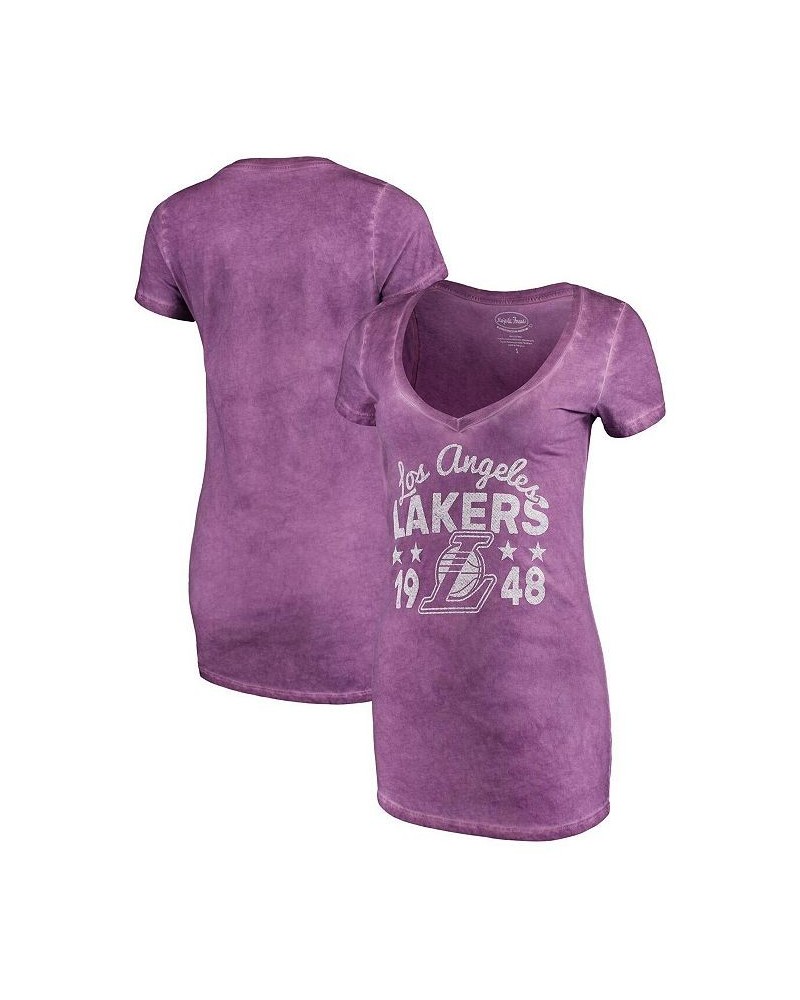 Women's Threads Purple Los Angeles Lakers City Over Pop Premium V-Neck T-shirt Purple $30.79 Tops