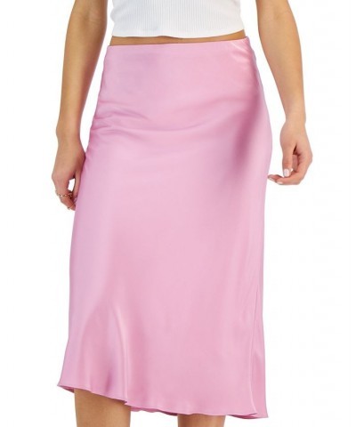 Women's Adonia Bias-Cut Satin Midi Skirt Pink $40.50 Skirts