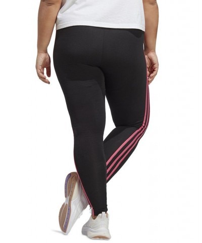 Women's Essentials 3-Stripe Full Length Cotton Leggings XS-4X Black/pulse Magenta $17.20 Pants