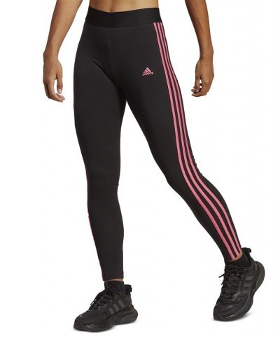 Women's Essentials 3-Stripe Full Length Cotton Leggings XS-4X Black/pulse Magenta $17.20 Pants