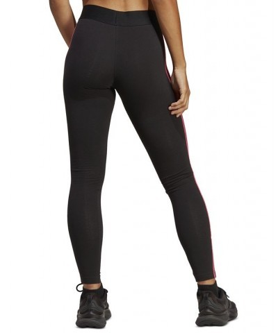 Women's Essentials 3-Stripe Full Length Cotton Leggings XS-4X Black/pulse Magenta $17.20 Pants