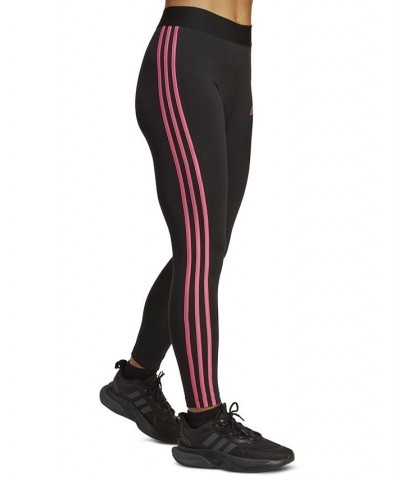 Women's Essentials 3-Stripe Full Length Cotton Leggings XS-4X Black/pulse Magenta $17.20 Pants