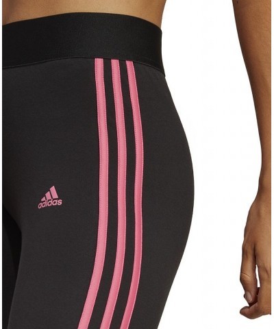 Women's Essentials 3-Stripe Full Length Cotton Leggings XS-4X Black/pulse Magenta $17.20 Pants