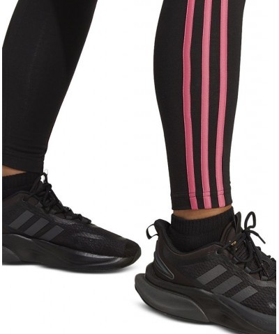 Women's Essentials 3-Stripe Full Length Cotton Leggings XS-4X Black/pulse Magenta $17.20 Pants