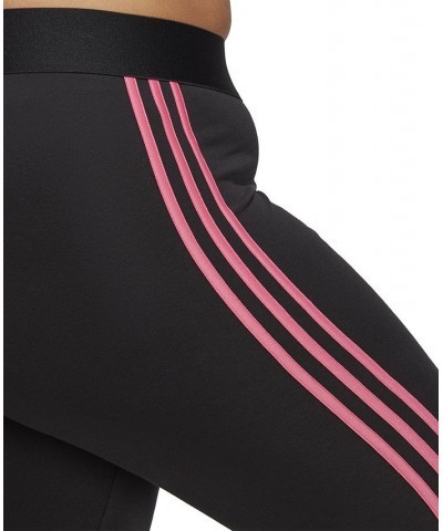 Women's Essentials 3-Stripe Full Length Cotton Leggings XS-4X Black/pulse Magenta $17.20 Pants