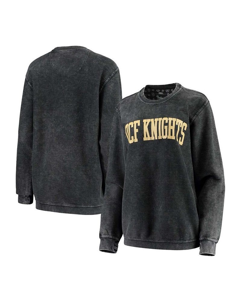 Women's Black UCF Knights Comfy Cord Vintage-Like Wash Basic Arch Pullover Sweatshirt Black $37.60 Sweatshirts