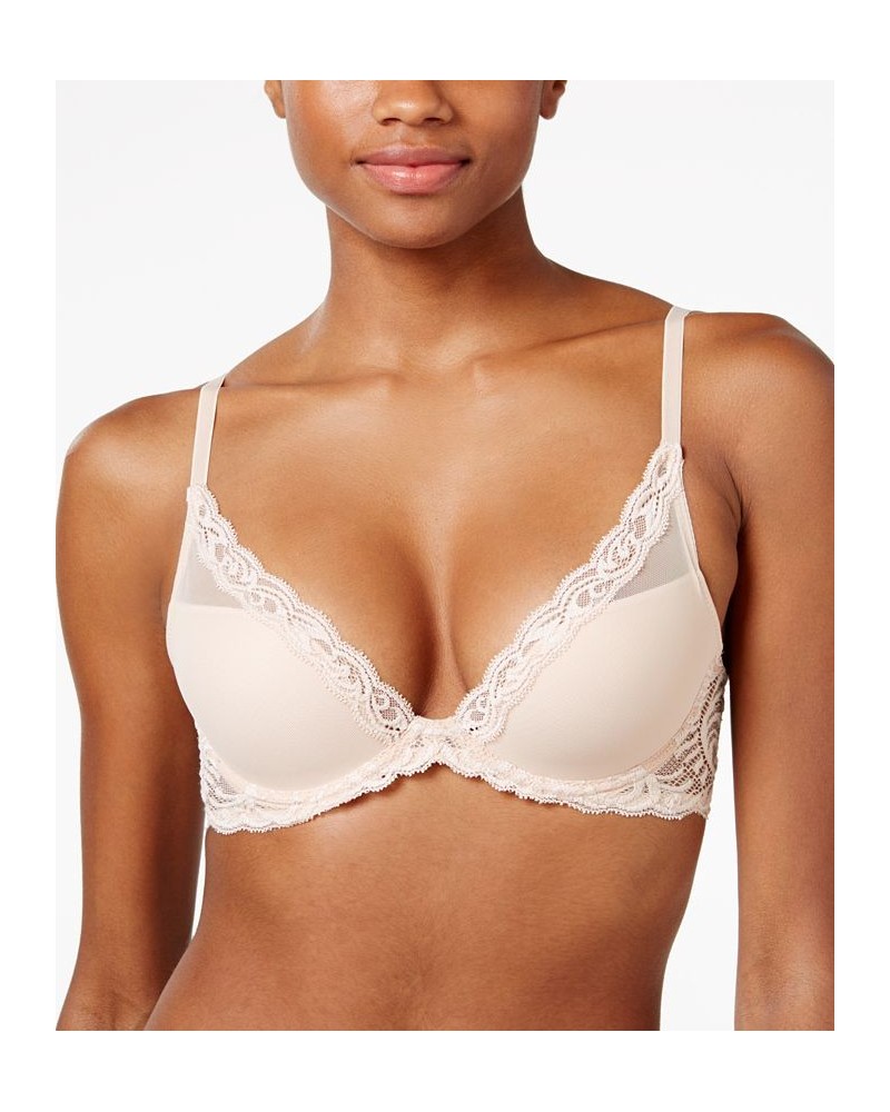 Feathers Contour Plunge Lace-Trim Bra 730023 Cameo Rose (Nude 4) $29.79 Bras