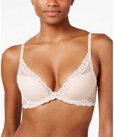 Feathers Contour Plunge Lace-Trim Bra 730023 Cameo Rose (Nude 4) $29.79 Bras