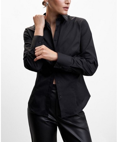 Women's Essential Cotton-Blend Shirt Black $20.00 Tops