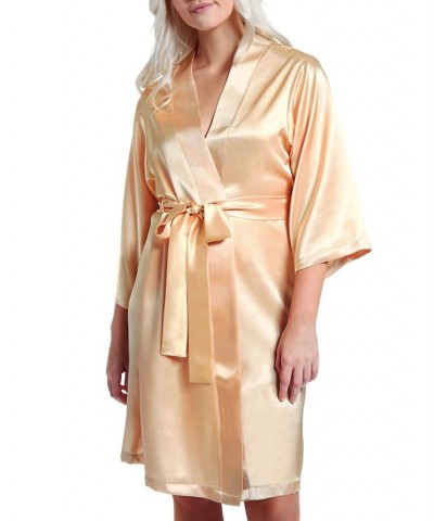 Women's Marina Lux 3/4 Sleeve Satin Lingerie Robe Gold-Tone $27.60 Lingerie