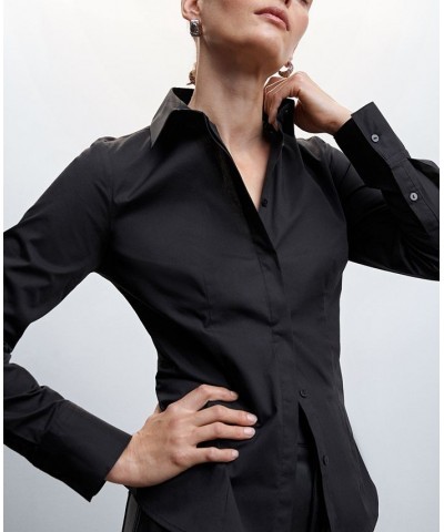 Women's Essential Cotton-Blend Shirt Black $20.00 Tops