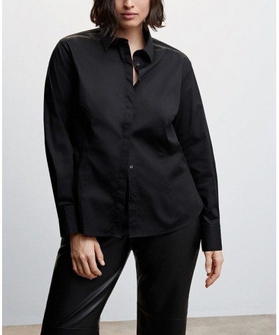 Women's Essential Cotton-Blend Shirt Black $20.00 Tops