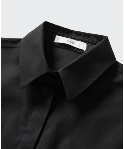 Women's Essential Cotton-Blend Shirt Black $20.00 Tops