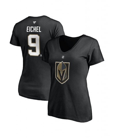 Women's Branded Jack Eichel Black Vegas Golden Knights Authentic Stack Name and Number V-Neck T-shirt Black $17.22 Tops