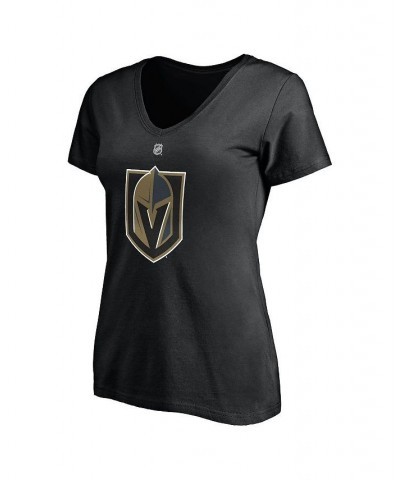 Women's Branded Jack Eichel Black Vegas Golden Knights Authentic Stack Name and Number V-Neck T-shirt Black $17.22 Tops