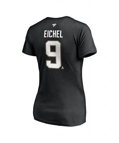 Women's Branded Jack Eichel Black Vegas Golden Knights Authentic Stack Name and Number V-Neck T-shirt Black $17.22 Tops