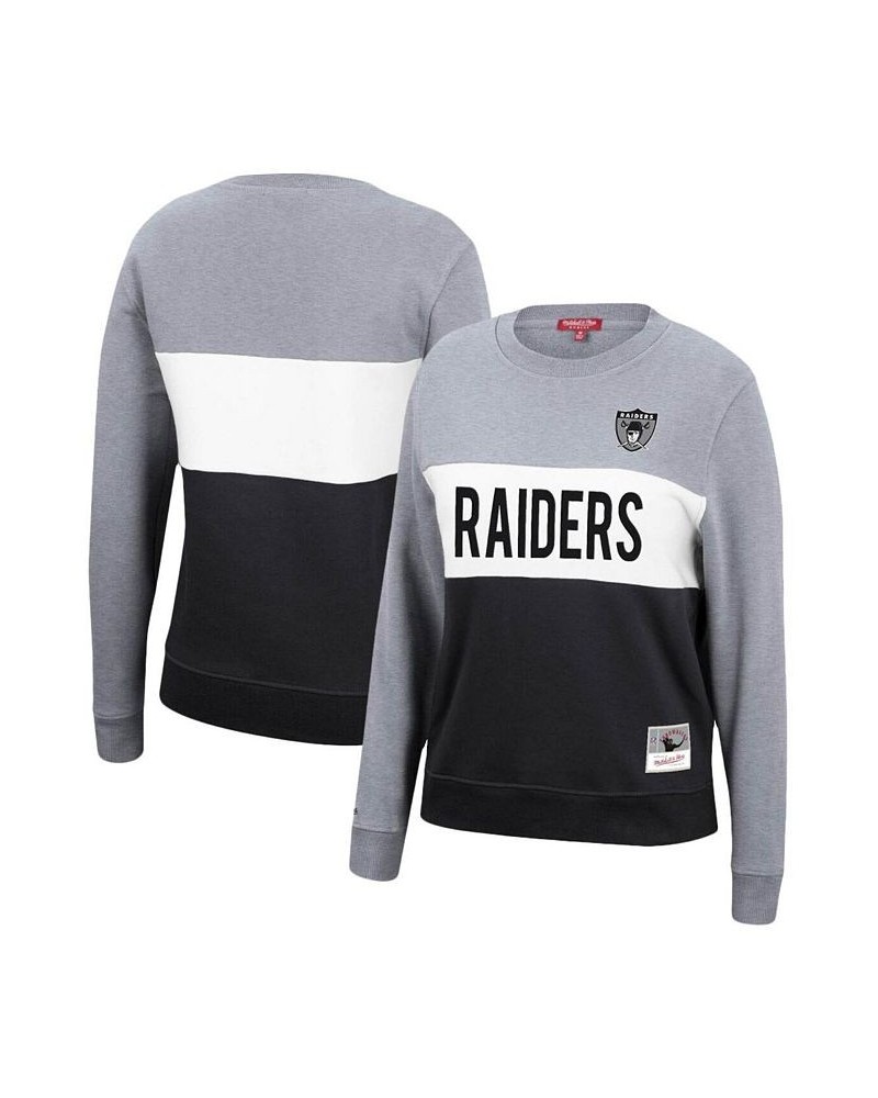 Women's Mitchell and Ness Heathered Silver Black Las Vegas Raiders Color Block Pullover Sweatshirt Silver, Black $35.25 Sweat...