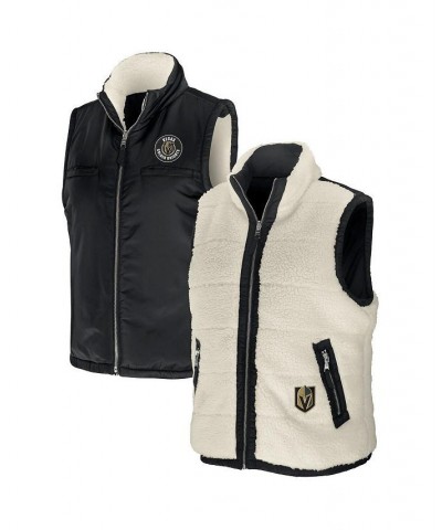 Women's Black Cream Vegas Golden Knights Reversible Sherpa Full-Zip Vest Black, Cream $34.10 Vests