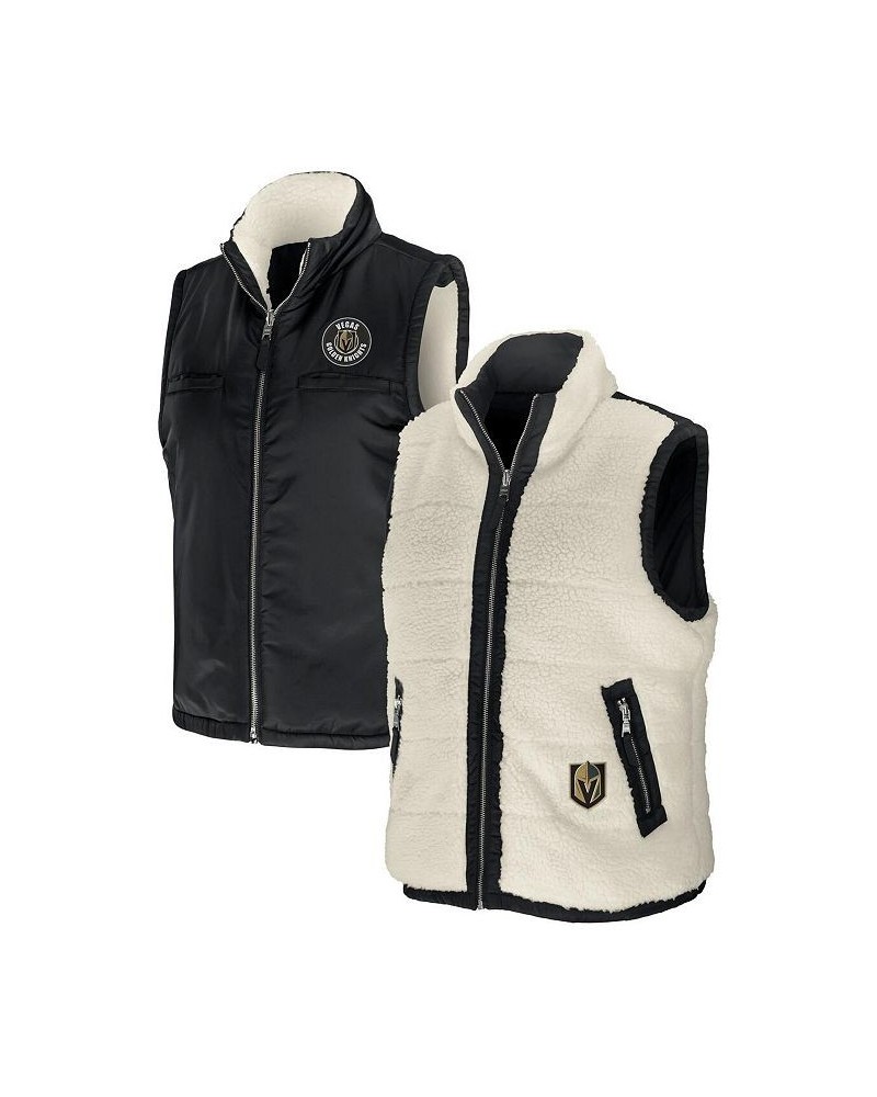 Women's Black Cream Vegas Golden Knights Reversible Sherpa Full-Zip Vest Black, Cream $34.10 Vests