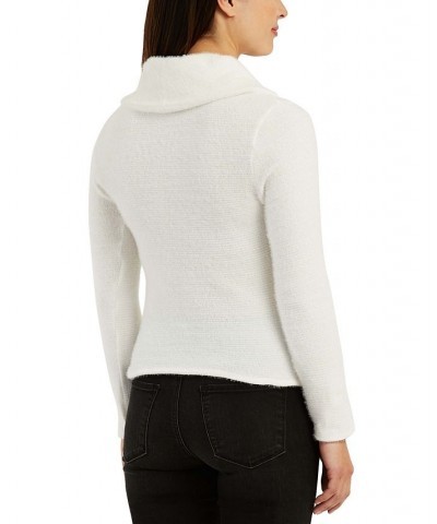 Juniors' Drawstring-Ruched Cowlneck Sweater Ivory/Cream $10.98 Sweaters