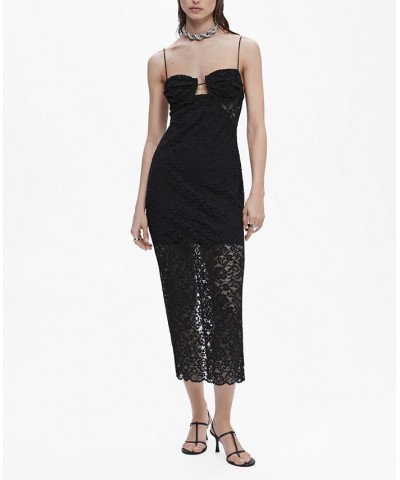 Women's Lace Midi Dress Black $58.80 Dresses