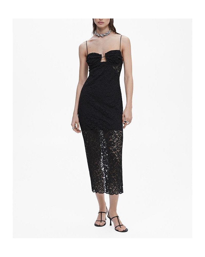 Women's Lace Midi Dress Black $58.80 Dresses