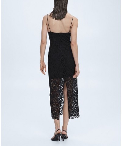 Women's Lace Midi Dress Black $58.80 Dresses