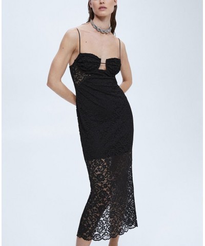 Women's Lace Midi Dress Black $58.80 Dresses