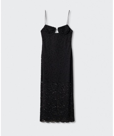 Women's Lace Midi Dress Black $58.80 Dresses