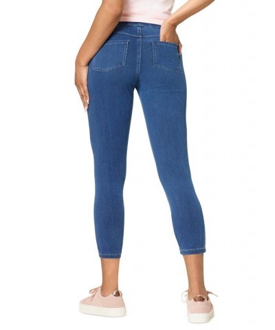 Women's Pull-On Mid-Rise Denim Capri Leggings Medium Wash $28.00 Pants