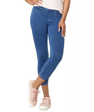 Women's Pull-On Mid-Rise Denim Capri Leggings Medium Wash $28.00 Pants