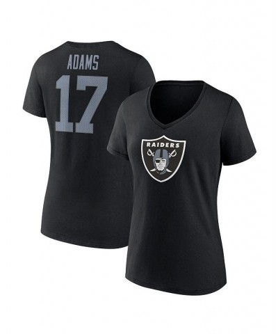 Women's Branded Davante Adams Black Las Vegas Raiders Player Icon Name and Number V-Neck T-shirt Black $23.39 Tops