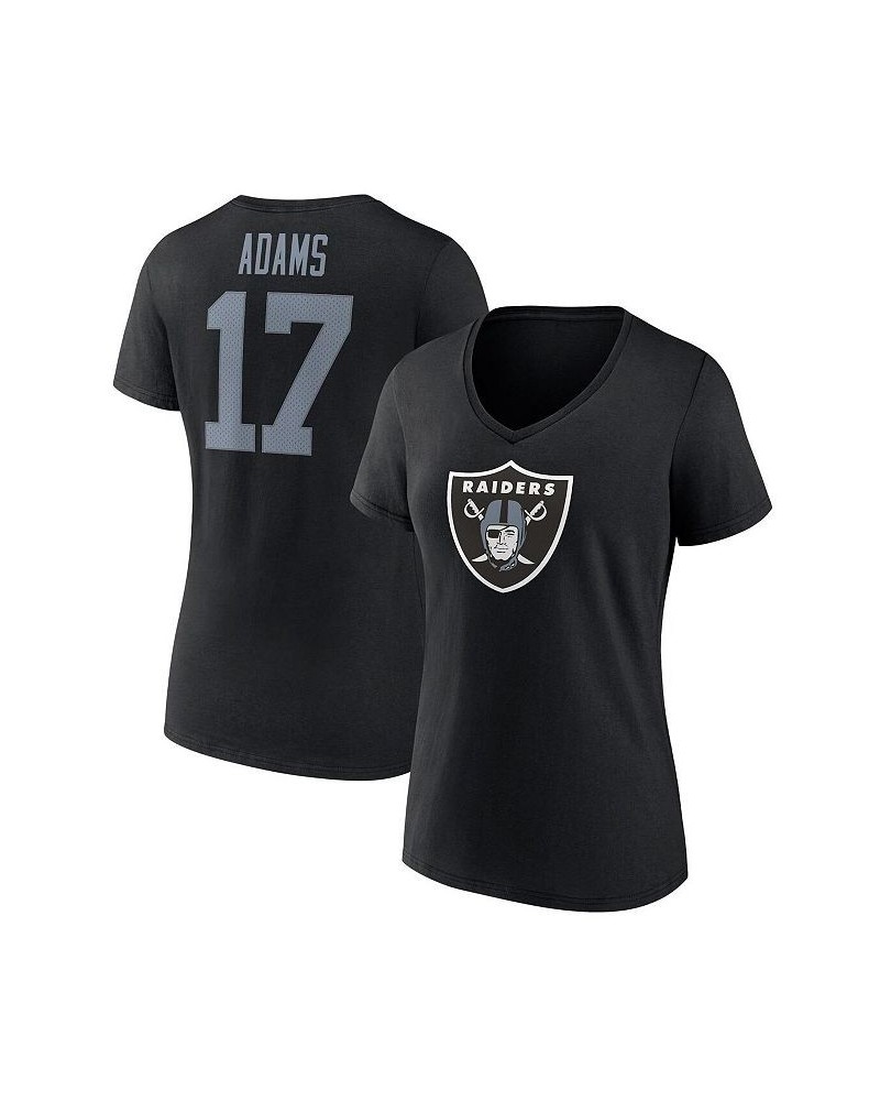 Women's Branded Davante Adams Black Las Vegas Raiders Player Icon Name and Number V-Neck T-shirt Black $23.39 Tops