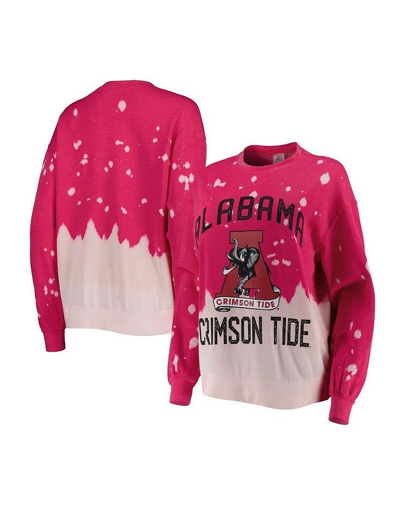 Women's Crimson Alabama Crimson Tide Twice As Nice Faded Dip-Dye Pullover Sweatshirt Red $31.20 Sweatshirts