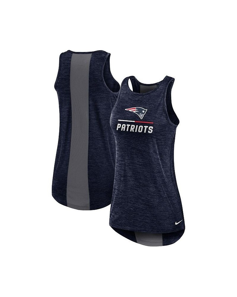 Women's Navy New England Patriots High Neck Performance Tank Top Navy $22.50 Tops