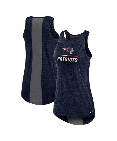 Women's Navy New England Patriots High Neck Performance Tank Top Navy $22.50 Tops