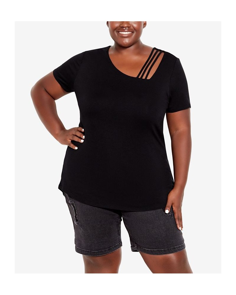 Plus Size V Cut Out Top Black $24.99 Tops