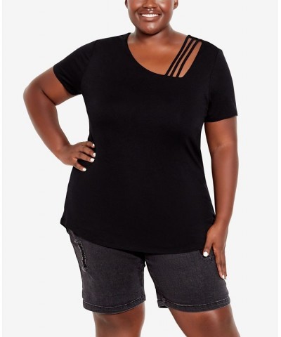 Plus Size V Cut Out Top Black $24.99 Tops