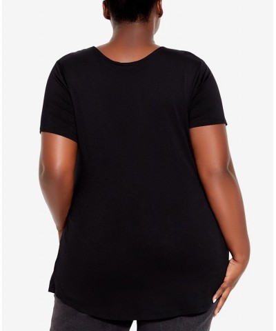 Plus Size V Cut Out Top Black $24.99 Tops