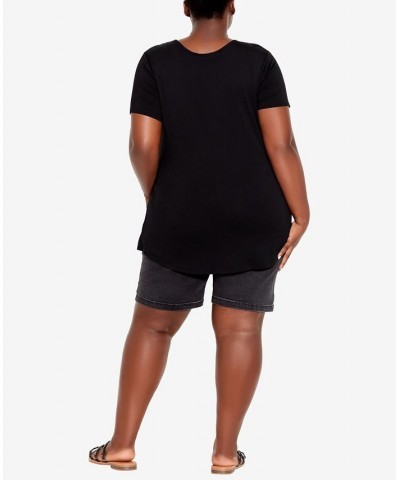 Plus Size V Cut Out Top Black $24.99 Tops