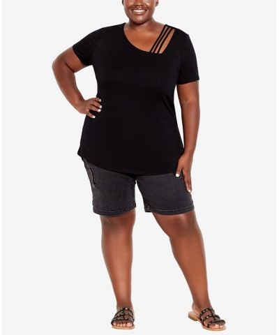 Plus Size V Cut Out Top Black $24.99 Tops