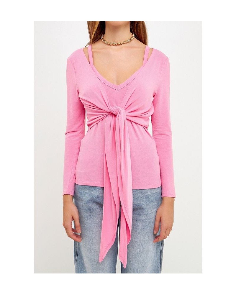 Women's Two Piece Set Cardigan Cami Pink $36.80 Tops