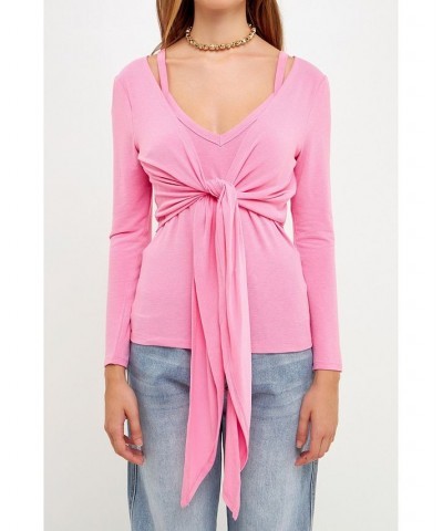 Women's Two Piece Set Cardigan Cami Pink $36.80 Tops