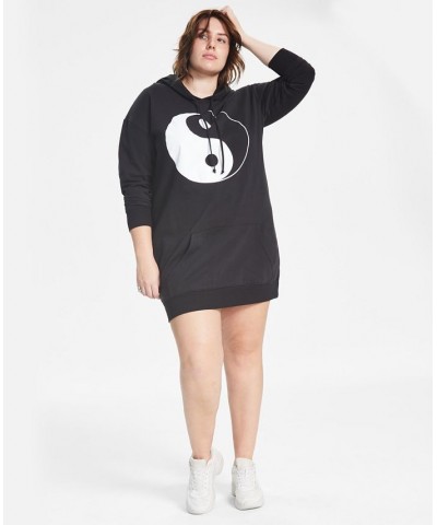 Trendy Plus Size Hoodie Sweatshirt Dress Black $15.94 Dresses