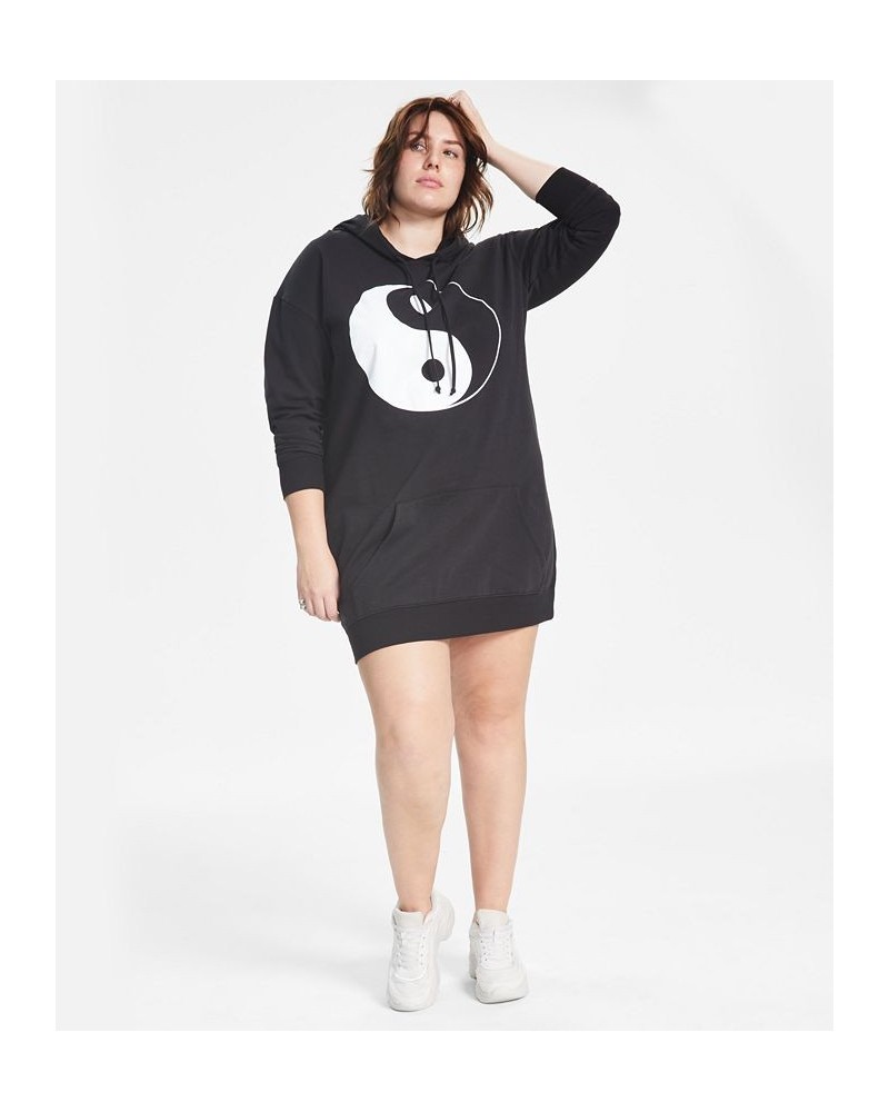 Trendy Plus Size Hoodie Sweatshirt Dress Black $15.94 Dresses