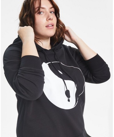 Trendy Plus Size Hoodie Sweatshirt Dress Black $15.94 Dresses