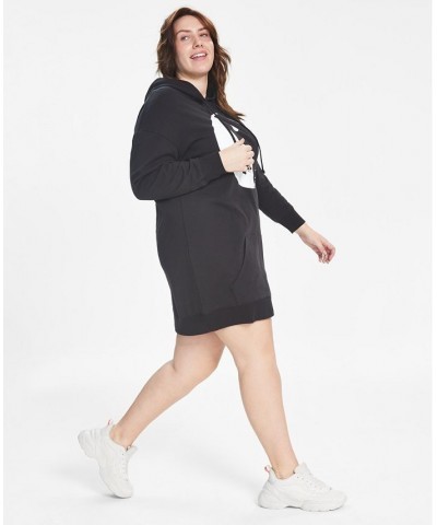 Trendy Plus Size Hoodie Sweatshirt Dress Black $15.94 Dresses